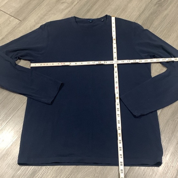 Patrick Assaraf Deep Navy Pima Cotton Stretch Long Sleeve T-Shirt size L - Picture 7 of 9